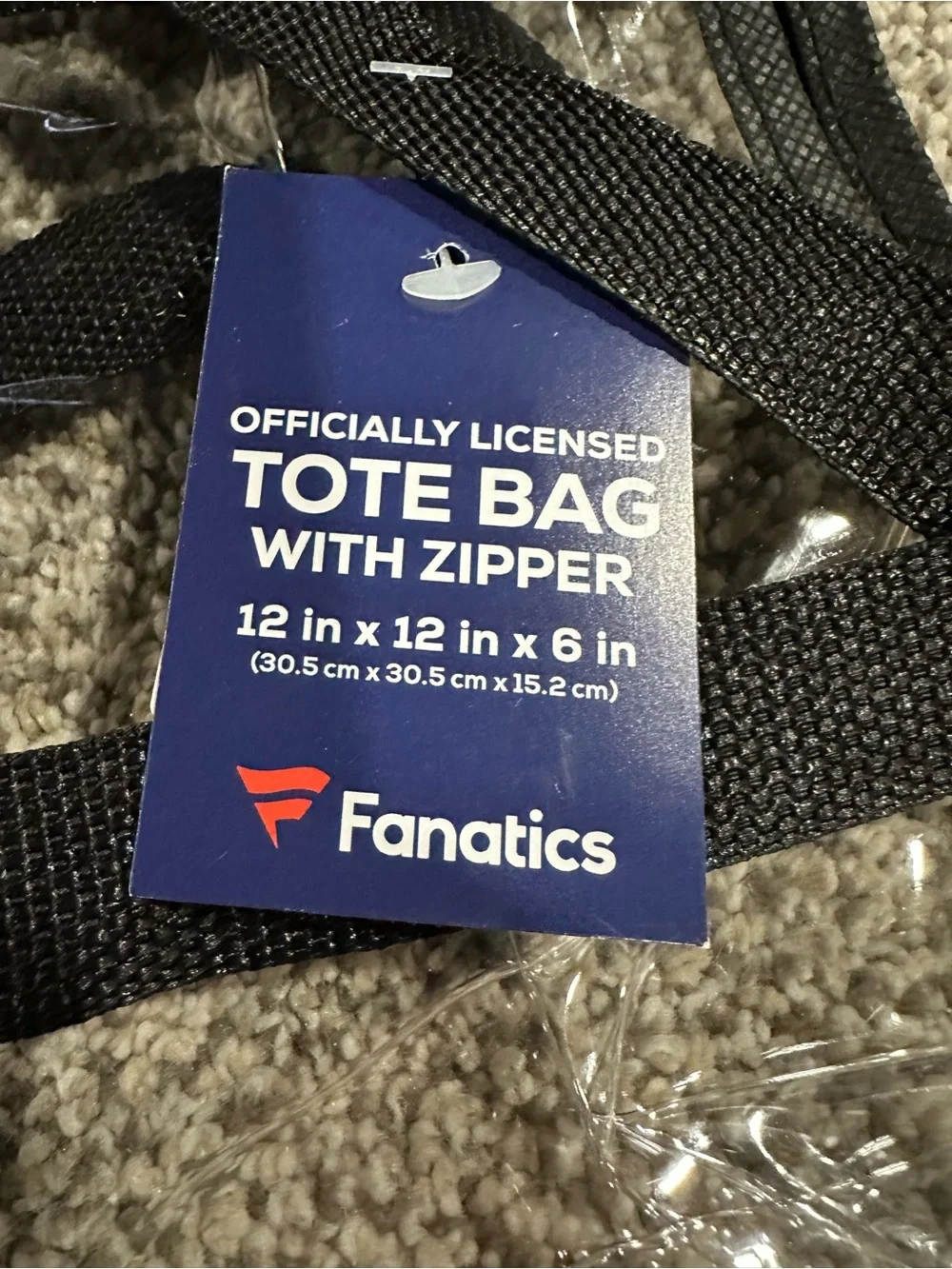 Fanatics Clear Tote with Black Trim and Handles